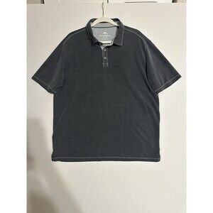Tommy Bahama Polo Shirt Mens X-Large Dark Gray Performance Tencel Short Sleeve